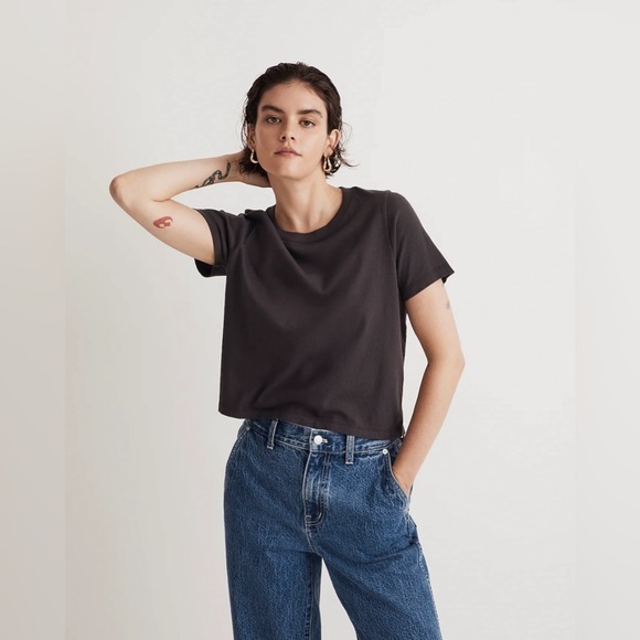 Madewell Small Softfade Cotton Boxy-Crop Tee - Picture 1 of 7